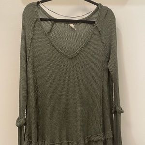 Free People Laguna Thermal Long Sleeve Top Moss Green - Sz S